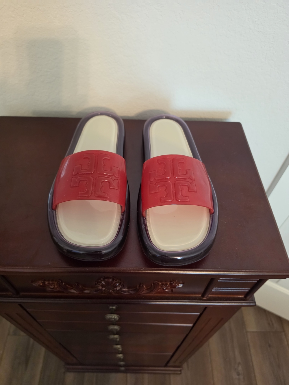Tory Burch Red and Purple Slide Sandals Size 9B